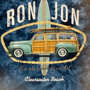 Ron Jon Surf Shop Clearwater Beach Woody Wagon Tshirt tie dye, Medium